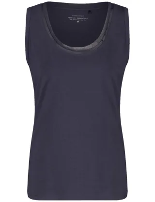 GERRY WEBER Collection - Basic Top mit Chiffonblende blau - Gr. - 36