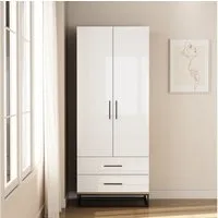 OTTO home Kleiderschrank Luca Kommode Schrank Schlafzimmer (Hochwertige schwarze Griffe und Kufengestell) Schlafzimmerschrank mit 2 Türen und 2 Schubladen, Breite 80cm