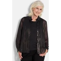 GOLDNER Hemdbluse Edle Metallic-Bluse mit Hemdkragen Semitransparente Printbluse mit Leomuster, Knopfleiste und Langarm