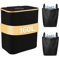 Youyijia Kehrgutsammelbehälter 100L Pfandflaschen Behälter Mit Deckel & 2 Abnehmbaren Tragetaschen