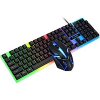 KINSI Kabelgebundene Tastatur und Maus Set mit schwebenden Tasten Tastatur- und Maus-Set, kühler RGB-Hintergrundbeleuchtung