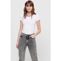 ONLY Rundhalsshirt ONLLIVE – Rundhalsshirt mit figurbetonter Silhouette sehr figurbetont, modisch, Baumwollmischung, Jersey, tiefer Rundhals