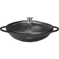 Cheffinger Bratpfanne Cheffinger Wokpfanne mit Deckel ø40 cm, Aluminiumguss, Marmorbeschichtung & Induktionsgeeignet