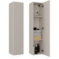 MAGOWA Badkommode Hängeschrank Bad – moderner Wandschrank mit Riffelfront & Staurau (Höhe: 135 cm - Breite: 31 cm - Tiefe: 29,5 cm), hängender Badschrank - langlebig und ideal für den täglichen Gebrauch