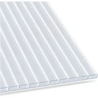Floordirekt Doppelstegplatte aus Polycarbonat 60,5 x 121 cm, 4/6/10/16 mm, bis 85% Lichtdurchlässig, 6 mm, (1-St), wetterfeste Hohlkammerstegplatten, UV-beständig, ideal für Gewächshaus