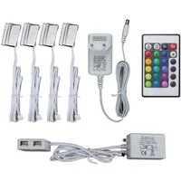 B.K.Licht Dekolicht LED Glasbodenbeleuchtung 4er Set LED Clips - BKL1111, Dimmfunktion, LED fest integriert, Farbwechsler, Vitrinenbeleuchtung Schrankbeleuchtung inkl. Fernbedienung RGB