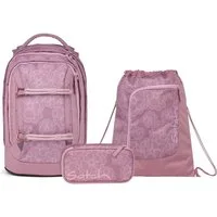 Satch Schulranzen Schulrucksack-Set PACK Magnolia Dream 3-teilig (3-teilig), ergonomisch, Your-Size-System, 5 Fächer