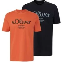 s.Oliver T-Shirt Casual (2-tlg) mit Rundhals-Ausschnitt, kurzarm, Logo-Aufdruck im 2er Pack