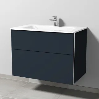 Sanipa 3way Glas-Set Glas-Waschtisch und Unterbau mit 2 Auszügen, Marine-Matt BP2021R