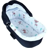 BabyLux Kinderwagen-Bezug BABYLUX Nestchen für Kinderwagen BABYWANNE + Matratze 2 Tlg Set, W14 - Grau + Wald Reh