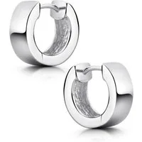 Materia Paar Creolen Damen Silber breit Ø13mm SO-459, 925 Sterling Silber, rhodiniert