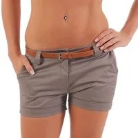 malito more than fashion Bermudas malito Damen Chino Shorts in Unifarben, lässige kurze Hose, Bermuda kurze Sommerhose mit Gürtel