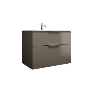 Burgbad Mineralguss Waschtisch-Set Eqio Grau Hochglanz/Alpinweiss, SEYU082F2010C0001 SEYU082F2010C0001
