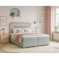 MOEBLO Boxbett NEST (Regenbogenbett, regenbogenförmige abgerundete Kopfstütze, mit Bettkasten, Samt, Velour, Bonell + Topper, Doppelbett buntes Bett), (BxHxT): 143 / 163 / 183 x 125 x 214 cm