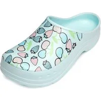 Ladeheid Gartenclogs für Damen Ultraleicht EVA Gemustert Gartenschuhe LA-CA-27 Clog (41 EU, Aquablau/Fruchtmotiv2) Wasserdicht & Flexibel