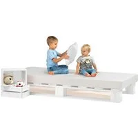 sunnypillow Palettenbett Massivholzbett 80 90 100 120 140 160 180 200 220 240 x 200 cm, 90x200 cm weiß