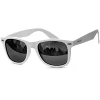 Rennec Sonnenbrille (Ovale Sonnenbrille Herren Festivalbrille Damen Weiß Matt Markenbrille, Retro Nerd Brille mit Brillenbeutel) Gläser Getönt oder Verspiegelt 3in2 Bügelgelenke
