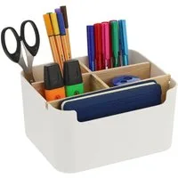 relaxdays Organizer Schreibtisch Organizer mit 5 Fächern, weiß
