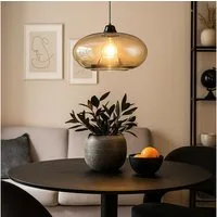 NOWA LED-Hängeleuchte, Leuchtmittel inklusive, Warmweiß, Hängeleuchte Pendelleuchte Esszimmer LED Glas amber höhenverstellbar