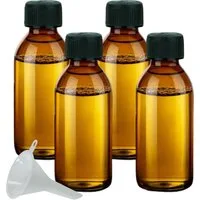mikken Vorratsglas 4x Laborflasche 200ml braun mit Schraubdeckel Medizinflasche, (Set, 4er Set), mit UV-Schutz, Apothekerqualität, made in Europe