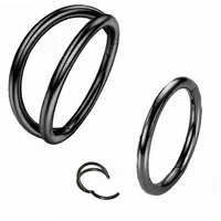 Taffstyle Nasenpiercing 2er Set Septum Piercing Helix Daith Ohr Doppel Ring Scharnier Clicker (Universelles Piercing-Set mit Scharnier Clickverschluss aus Chirurgenstahl)