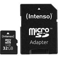 Intenso 32GB microSDHC Speicherkarte Class 10, inkl. SD-Adapter für Kamera Speicherkarte (32 GB Class 10 microSDHC-Karte mit SD-Adapter & bis zu 25 MB/s)