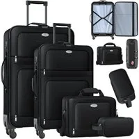 KESSER Kofferset, 4 Rollen, (Kosmetiktasche Handgepäck leichter Koffer & große Koffer), mit 3-Ziffern-TSA-Schloss, 360° Rollen & Teleskopgriff