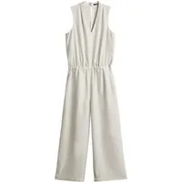 someday Jumpsuit weiß,Casual,Acetat,Unifarben,V-Ausschnitt,Ärmellos,Gerade