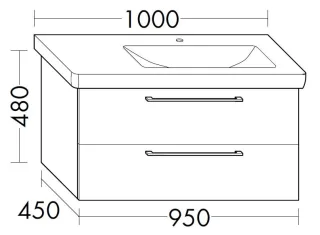 Burgbad Waschtischunterschrank Sys30 PG1 Aqua 480x950x450 Marone Dekor Trüffel, WUUU095RF1718 WUUU095RF1718