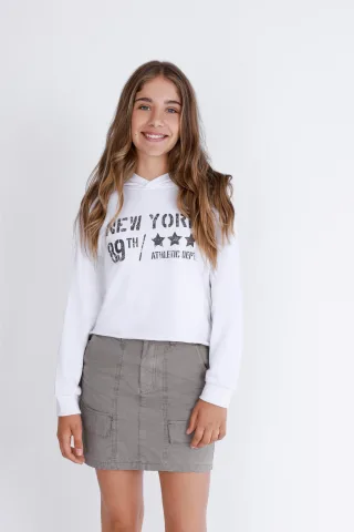 Blue Seven - Md Sweatshirt, Kapuze weiss - Gr. - 140