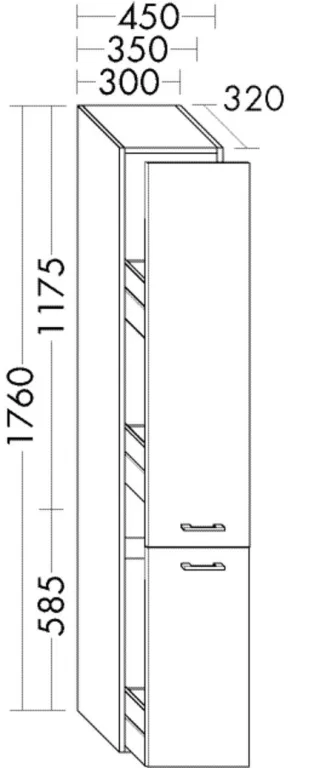 Burgbad Apothekerschrank Sys30 PG2 Echo 1760x350x320 Eiche Dekor Urban, HSQB035F6328 HSQB035F6328