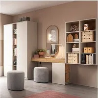 Lomadox Jugendzimmer-Set FIER-129, (Sparset, 5-tlg., Kleiderschrank Schreibtisch Regale), kaschmir mit Eiche, grifflos