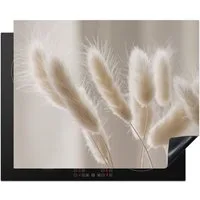 MuchoWow Herd-Abdeckplatte Pampasgras - Fahne - Weiß, Vinyl, (1 tlg), Abdeckung Induktionskochfeld Schutzmatte, Küche Deko, 65x52 cm