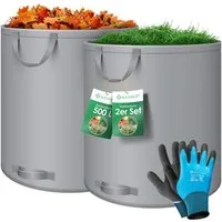 KESSER Gartensack, 500 l, (2-tlg), Gartensack Set Laubsack Gartenabfallsack inkl. Handschuhe