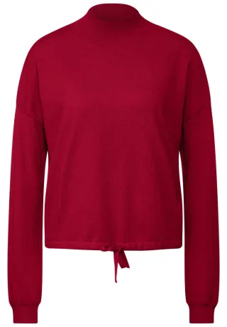 Street One - Kurzer Turtleneck-Sweater rot - Gr. - 34