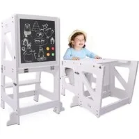 Dripex Kinderstuhl 2 in 1 Lernturm Kinder Tritthocker mit Sicherheitsstange