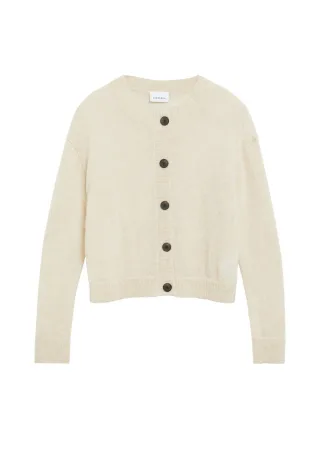 comma - Strickjacke mit Rundhals beige - Gr. - 36