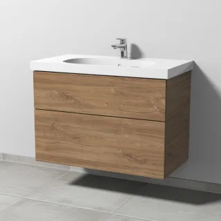 Sanipa 3way Waschtischunterbau zu Geberit Acanto Waschtisch mit 2 Auszügen, Eiche-Kansas SM41859
