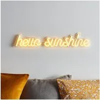 Lights4fun LED Wandleuchte Neon Schriftzug Hello Sunshine