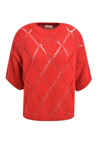 HeartKiss - Pullover Uni 1/2 Sleeves red - Gr. - S/M