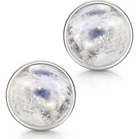 Materia Paar Ohrstecker Mondstein Damen Rund Ø9mm SO-108, Fassung aus 925 Sterling Silber