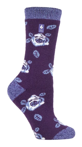 Heat Holders Lite - Womens isoliert thermische Socken | Mehrere Designs einschließlich Argyle Streifen Herzen Sterne | Warme Socken für den Winter - Pflaume (Rom)