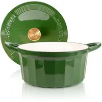 RÖMERTOPF Bratentopf Gusseisen Topf 24cm Grün, Gusseisen (Set, 2-tlg., Set mit Deckel), Backofengeeignet Induktionsgeeignet Zum Braten, Schmoren, Kochen