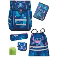 McNeill Schulranzen Schulranzen Disney Stitch Schultaschen Set Mädchen 1. Klasse (Set, 6-tlg., inkl. Federmäppchen & Geldbeutel), mit Brustgurt, 980 Gramm leicht, 18L Volumen