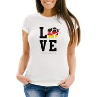 MoonWorks Print-Shirt Damen WM-Shirt Deutschland Fan-Shirt Germany Love Fußball Slim Fit Baumwolle Moonworks® mit Print