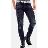 Cipo & Baxx Cargojeans Jeans mit Verschlussschnallen und Stickereien, CD-440