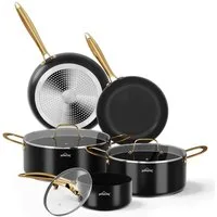 HOMELUX Topf-Set Induktions Töpfe Set, Aluminiumguss Kochtopfset mit Deckel, Aluminium (Set, 8-tlg., Töpfe Set mit Topfdeckel), Induktion