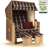 Strandkorb Hanse Strandkorb Strandkorb 2-Sitzer Ostsee Volllieger Beige Rot, BxTxH: 120x80x160 cm, Ostsee Volllieger, Ostsee 2-Sitzer Modell 2025, Stabiles Wacholder mit handgefertigtem Polyrattangeflecht