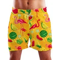 King Kameha Badeshorts Flamingo Melone Hawaii Bade-Shorts Mesh-Einsatz Verschluss Kordelzug Mit integriertem Mesh-Innenslip für extra Komfort