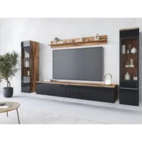 Home affaire Wohnwand VERA II, Vitrinen Türanschlag wechselbar, (Komplett-Set, 4-St), Mediawand 260 cm, Vitrine mit Verglasung, stehend und hängend